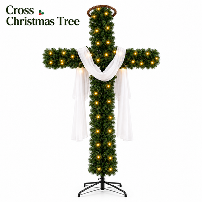 Pre-Lit Cross Christmas Tree