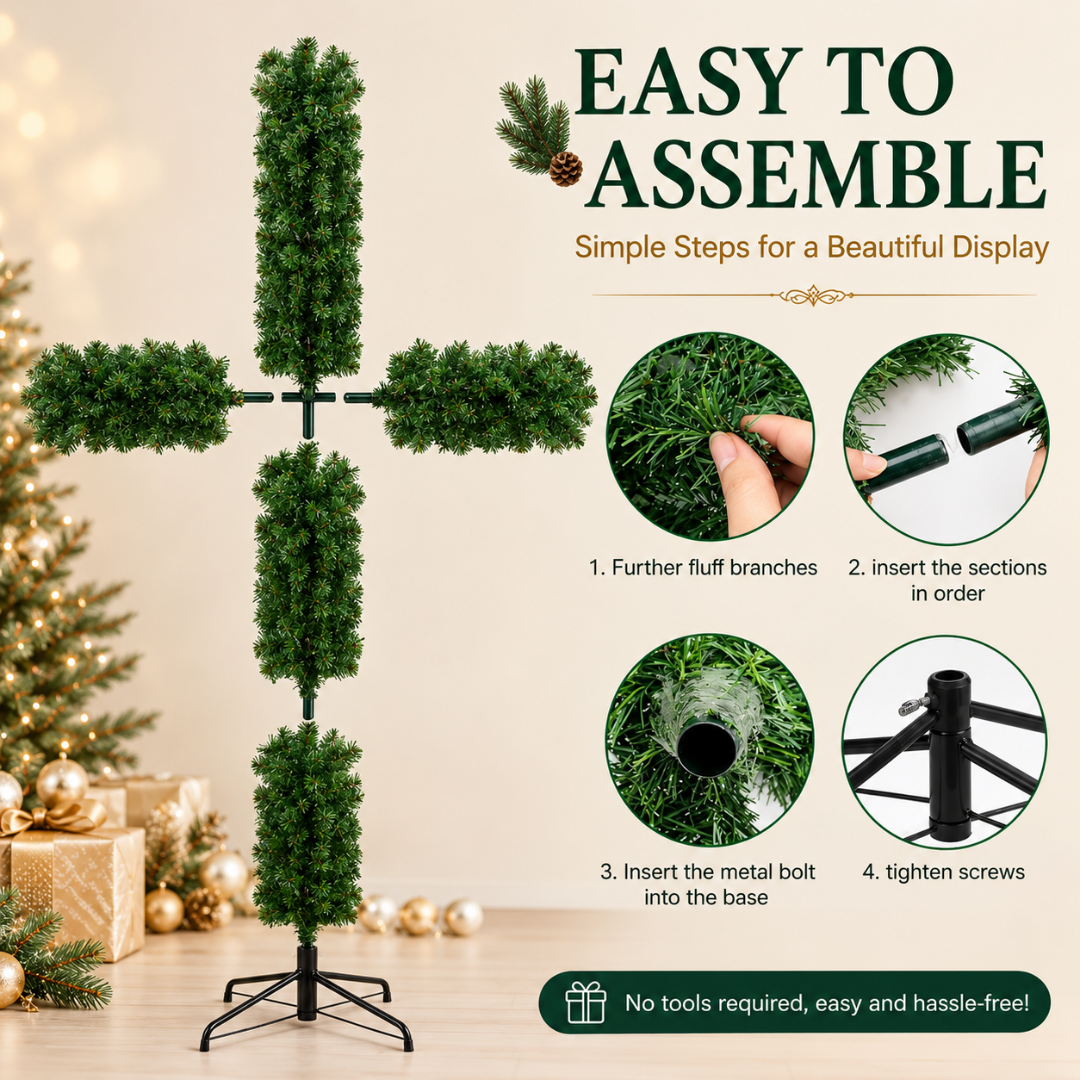 Pre-Lit Cross Christmas Tree