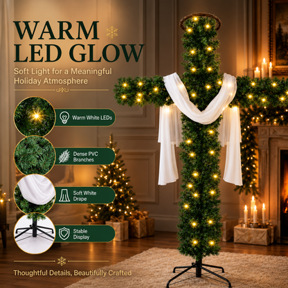 Pre-Lit Cross Christmas Tree
