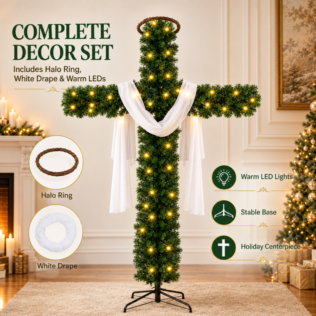 Pre-Lit Cross Christmas Tree