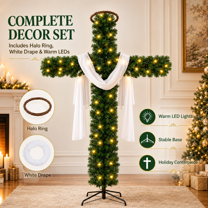 Pre-Lit Cross Christmas Tree